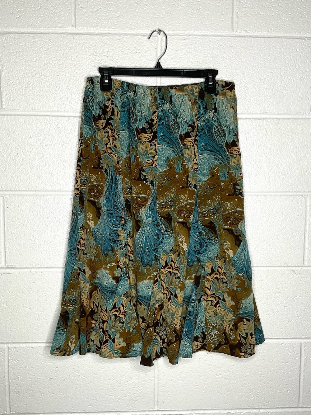 < Vintage Southern Lady Floral Paisley Pattern Midi Skirt >